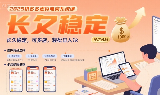 2025拼多多虚拟电商系统课，长久稳定，可多店，轻松日入1k-顺彩轻创-资源网-最新项目分享网