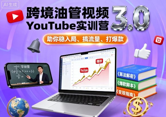 跨境油管视频YouTube实训营3.0，助你稳入局、搞流量、打爆款-顺彩轻创-资源网-最新项目分享网