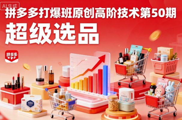 拼多多打爆班原创高阶技术第50期，超级选品-顺彩轻创-资源网-最新项目分享网