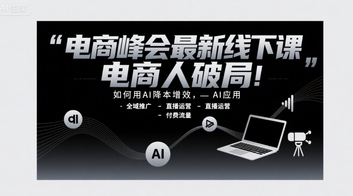 电商峰会最新线下课，电商人破局，如何用AI降本增效，AI应用-全域推广-直播运营-付费流量-顺彩轻创-资源网-最新项目分享网