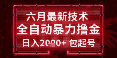 六月最新技术全自动暴力撸金，稳定日入2k+包起号，长期稳定【揭秘】-顺彩轻创-资源网-最新项目分享网