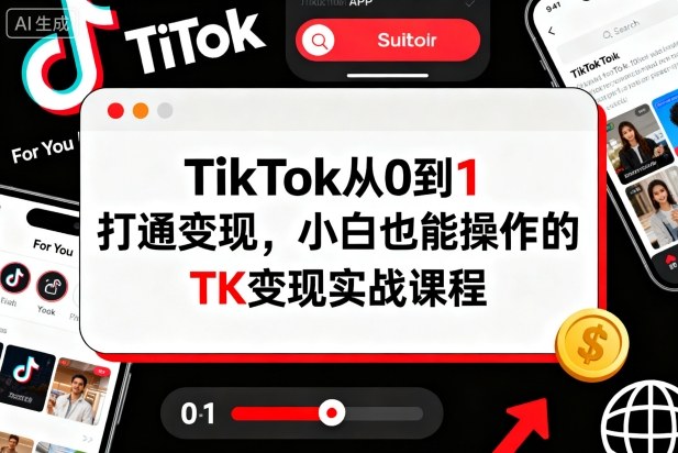 TikTok从0到1打通变现，小白也能操作的TK变现实战课程-顺彩轻创-资源网-最新项目分享网