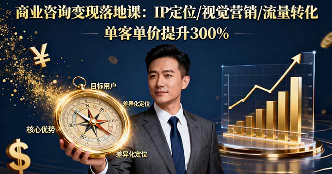 商业咨询变现落地课：IP定位/视觉营销/流量转化，单客单价提升300%-顺彩轻创-资源网-最新项目分享网