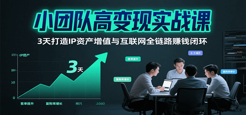 小团队高变现实战课，3天打造IP资产增值与互联网全链路赚钱闭环(第二期)-顺彩轻创-资源网-最新项目分享网