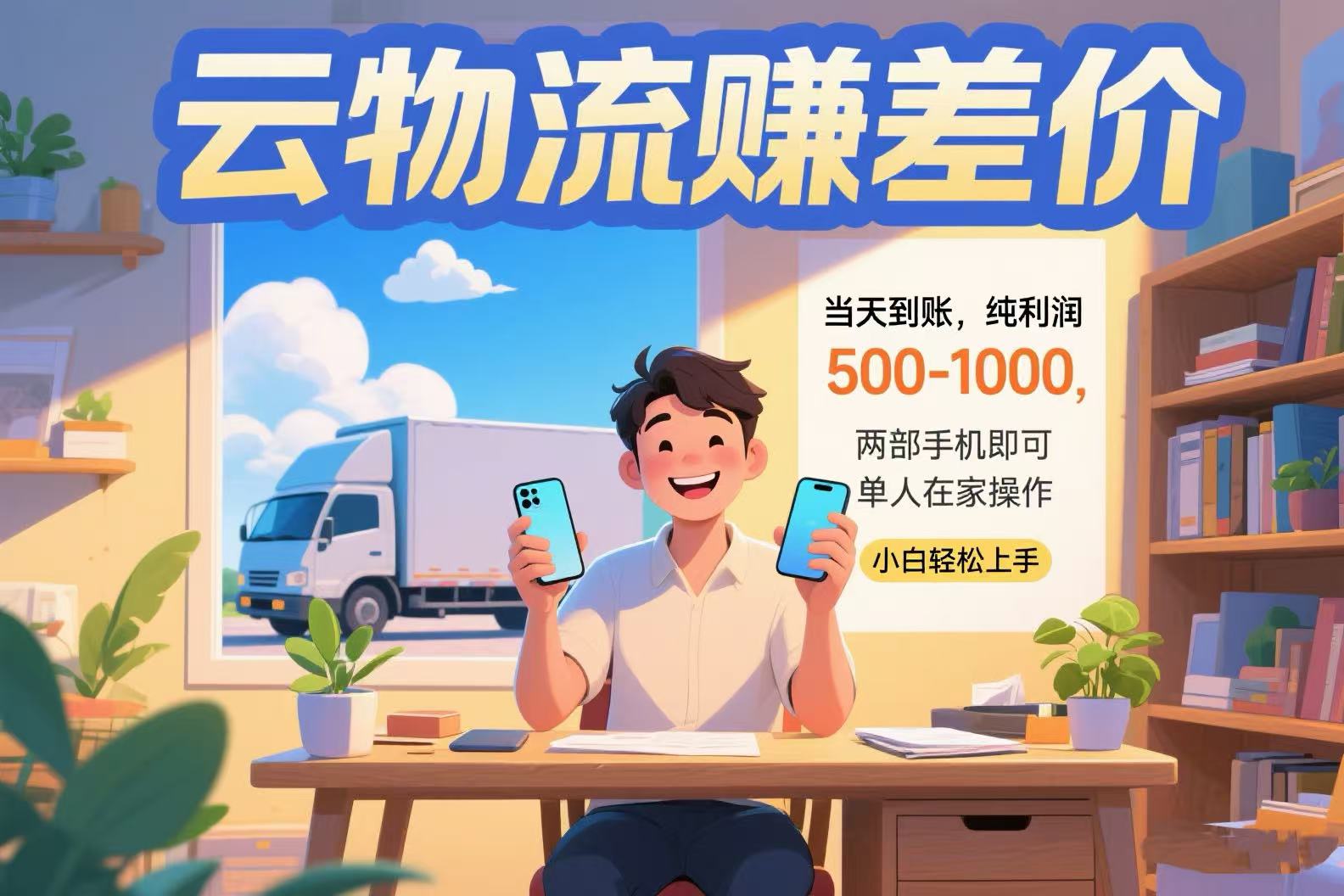 云物流赚差价 当天到账纯利润500-1000 两部手机即可 可单人在家操作 小…-顺彩轻创-资源网-最新项目分享网