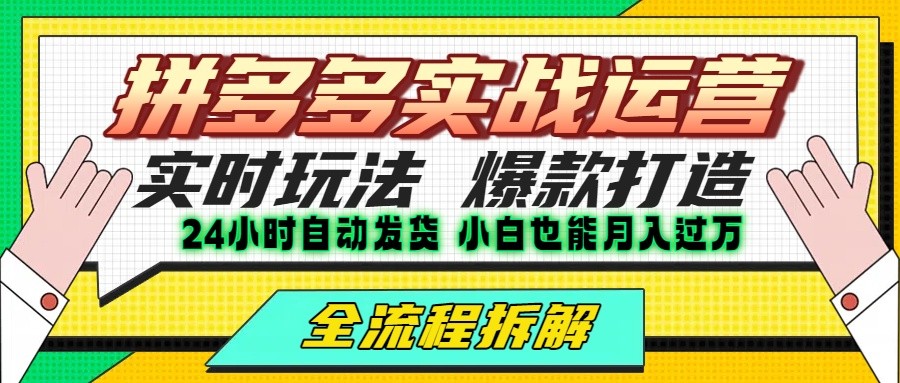拼多多最新实战运营高投产：长久稳定项目，单店利润一天三位数-顺彩轻创-资源网-最新项目分享网