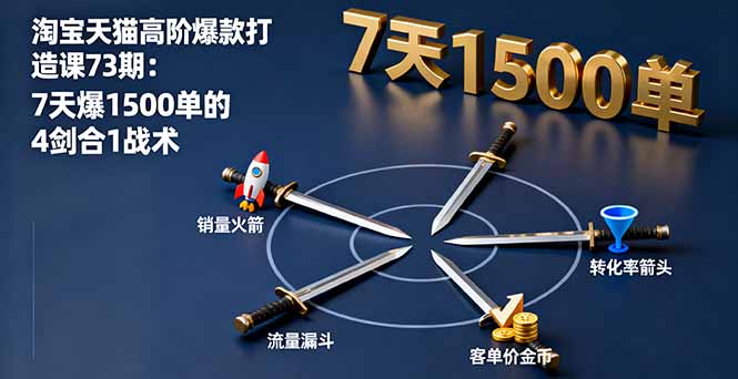 淘宝天猫高阶爆款打造课73期：7天爆1500单的4剑合1战术-顺彩轻创-资源网-最新项目分享网