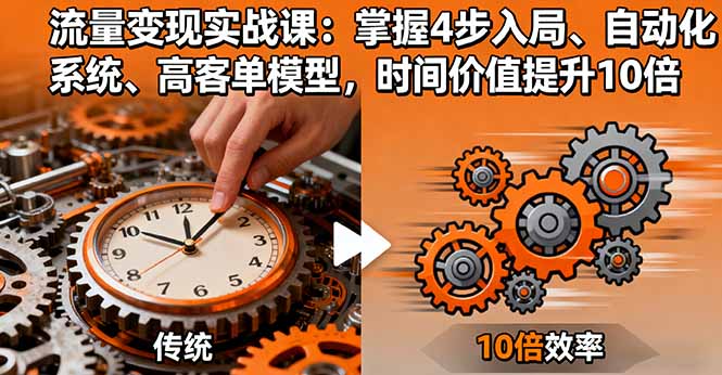 流量变现实战课：掌握4步入局、自动化系统、高客单模型，时间价值提升10倍-顺彩轻创-资源网-最新项目分享网