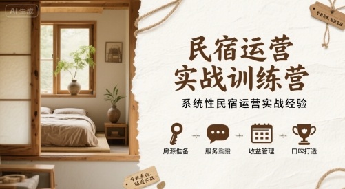 民宿运营实战训练营，系统性民宿运营实战经验-顺彩轻创-资源网-最新项目分享网