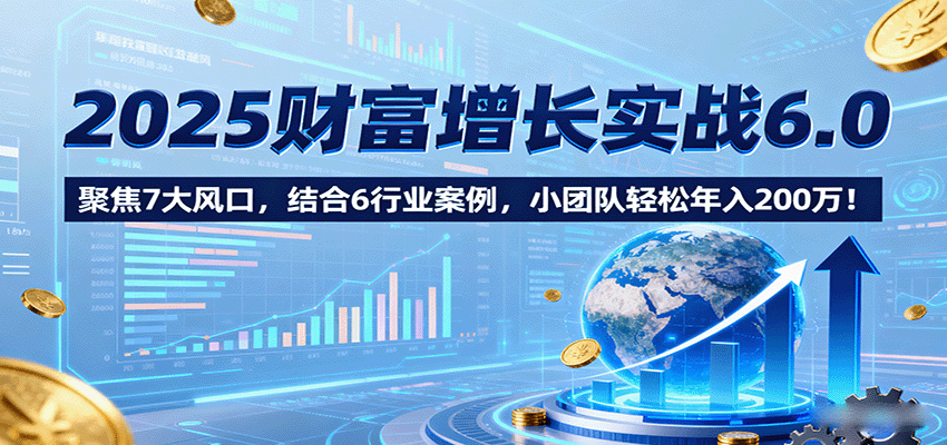 2025财富增长实战6.0，聚焦7大风口，结合6行业案例，小团队轻松年入200万！-顺彩轻创-资源网-最新项目分享网