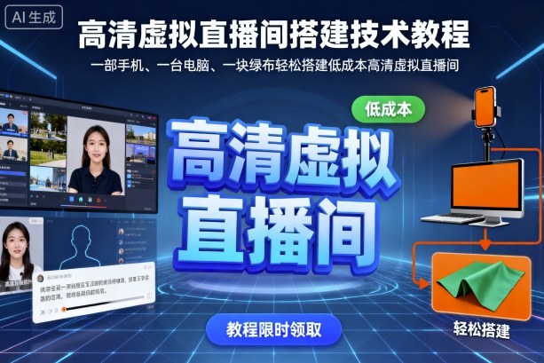 高清虚拟直播间搭建技术教程，一部手机、一台电脑、一块绿布轻松搭建低成本高清虚拟直播间-顺彩轻创-资源网-最新项目分享网
