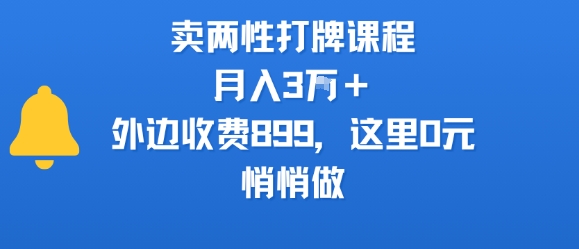 卖两性打牌课程，月入3W+外边收费899的课程，这里0元，悄悄做-顺彩轻创-资源网-最新项目分享网