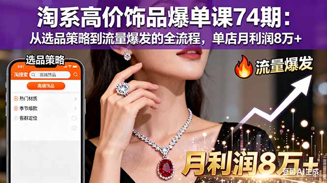 淘系高价饰品爆单课74期：从选品策略到流量爆发的全流程，单店月利润8万+-顺彩轻创-资源网-最新项目分享网