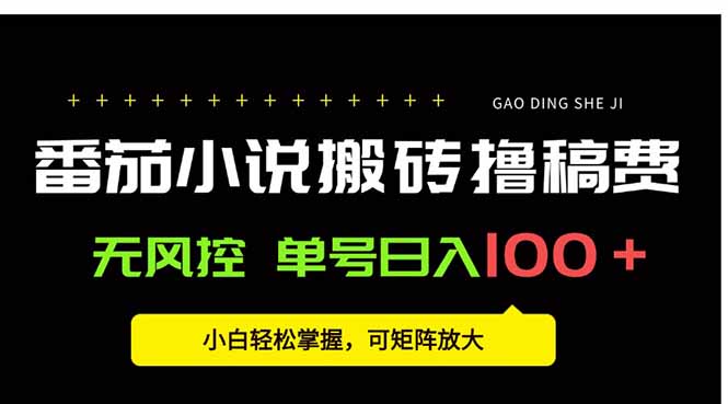 番茄小说创作人搬砖赚稿费，无风控单号日入100＋，小白轻松掌握，可矩…-顺彩轻创-资源网-最新项目分享网
