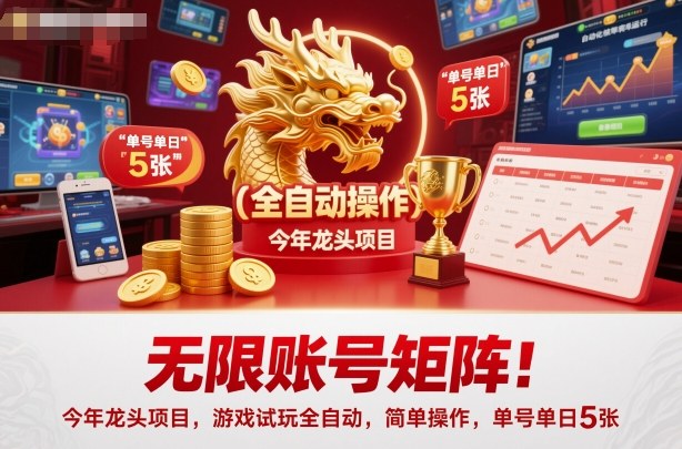 无限账号矩阵！今年龙头项目，游戏试玩全自动，简单操作，单号单日5张【揭秘】-顺彩轻创-资源网-最新项目分享网