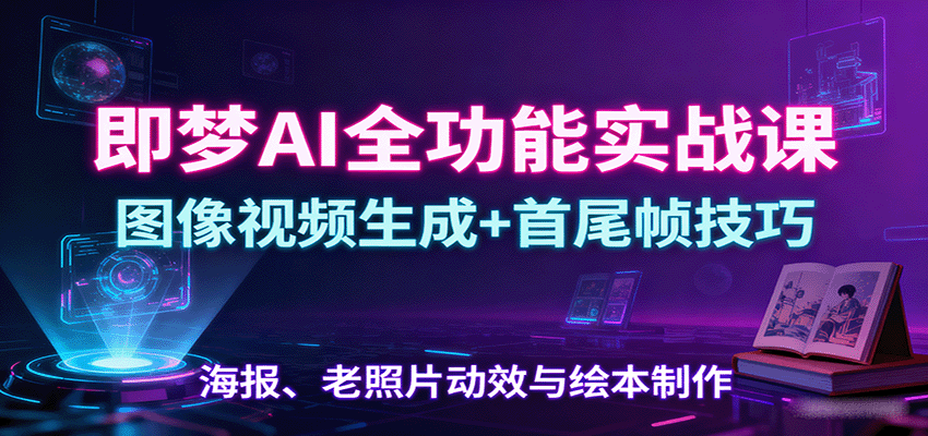 即梦AI全功能实战课：图像视频生成+首尾帧技巧，海报、老照片动效与绘本制作-顺彩轻创-资源网-最新项目分享网