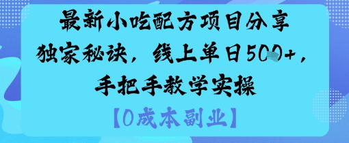 最新小吃配方项目分享独家秘诀，线上单日5张，手把手教学实操-顺彩轻创-资源网-最新项目分享网