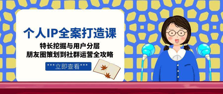 个人IP全案打造课，特长挖掘与用户分层，朋友圈策划到社群运营全攻略-顺彩轻创-资源网-最新项目分享网