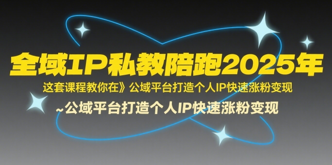 全域IP私教陪跑2025年，这套课程教你在公域平台打造个人IP快速涨粉变现-顺彩轻创-资源网-最新项目分享网