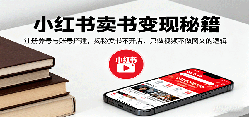 小红书卖书变现秘籍，注册养号与账号搭建，揭秘卖书不开店、只做视频不做图文的逻辑-顺彩轻创-资源网-最新项目分享网