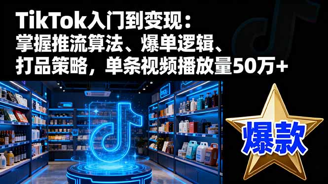 TikTok入门到变现：掌握推流算法、爆单逻辑、打品策略，单条视频播放量50w-顺彩轻创-资源网-最新项目分享网