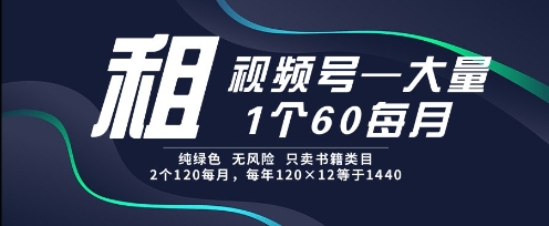 租视频号，一个60每月，2个120.纯绿色、无风险，常年租【揭秘】-顺彩轻创-资源网-最新项目分享网