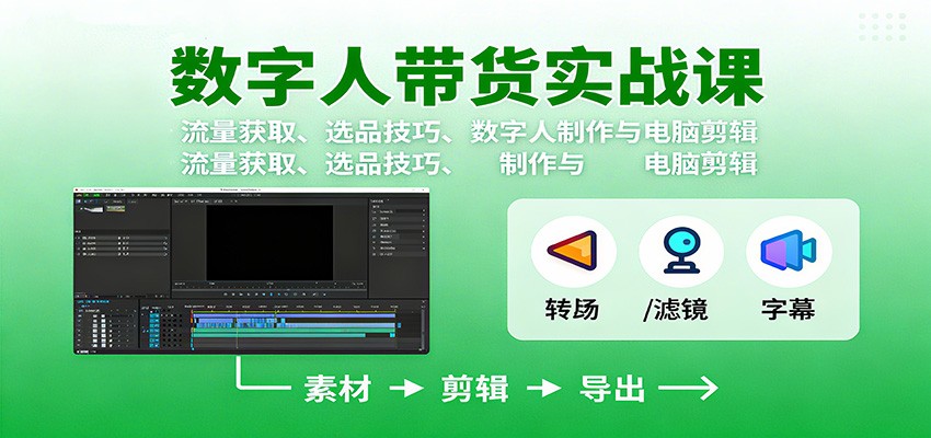 数字人变现实战课:流量获取、选品技巧、数字人制作与电脑剪辑-顺彩轻创-资源网-最新项目分享网