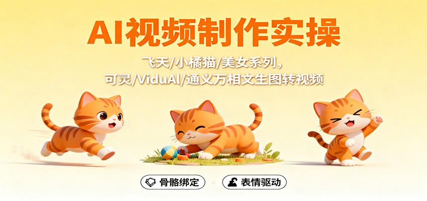 AI视频制作实操，飞天/小橘猫/美女系列，可灵/ViduAl/通义万相文生图转视频-顺彩轻创-资源网-最新项目分享网