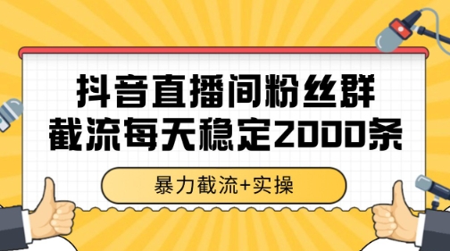 抖音直播间粉丝群暴力截流，一台电脑每天稳定2000条数据【揭秘】-顺彩轻创-资源网-最新项目分享网