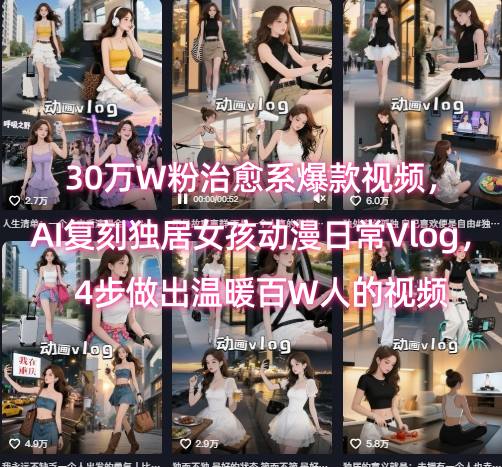 30万W粉治愈系爆款视频，AI复刻独居女孩动漫日常Vlog，4步做出温暖百W人的视频-顺彩轻创-资源网-最新项目分享网