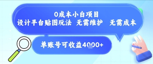 0成本小白项目，设计平台贴图玩法，无需维护，无需成本，单账号单月可产生收益4k+-顺彩轻创-资源网-最新项目分享网