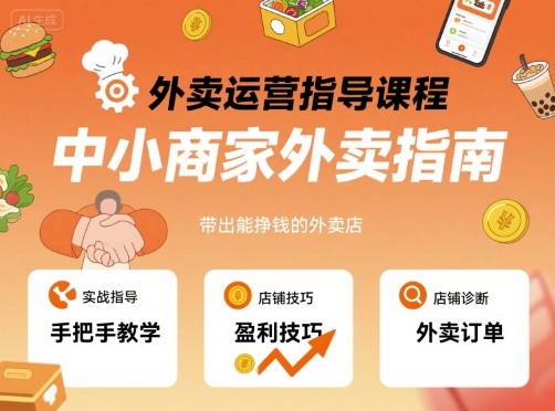外卖运营指导课程，中小商家外卖指南，手把手带出能挣钱的外卖店-顺彩轻创-资源网-最新项目分享网