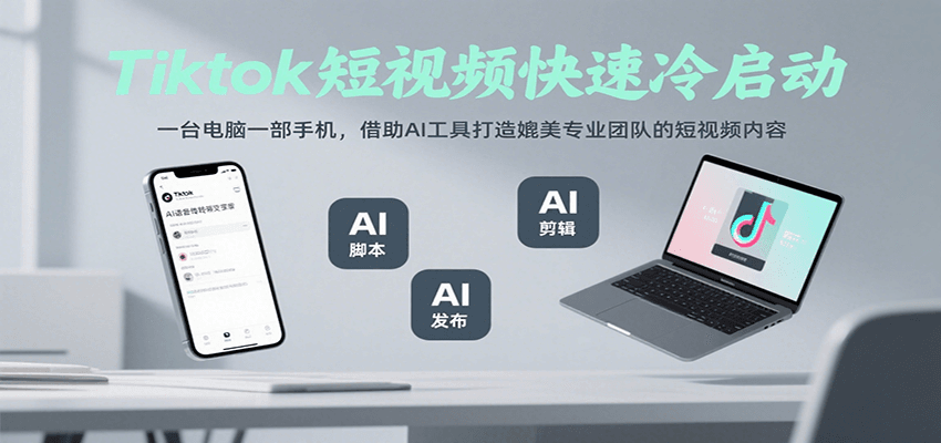 Tiktok短视频快速冷启动，一台电脑一部手机，借助AI工具打造媲美专业团队的短视频内容-顺彩轻创-资源网-最新项目分享网