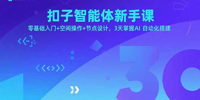 扣子智能体新手课，零基础入门+空间操作+节点设计，3天掌握AI自动化搭建-顺彩轻创-资源网-最新项目分享网