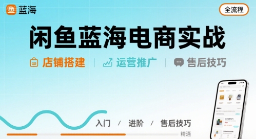 闲鱼蓝海电商实战，店铺搭建运营售后全流程-顺彩轻创-资源网-最新项目分享网