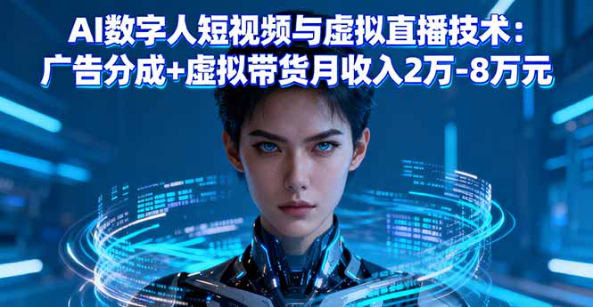 AI数字人短视频与虚拟直播技术：广告分成+虚拟带货月收入2万-8万元-顺彩轻创-资源网-最新项目分享网
