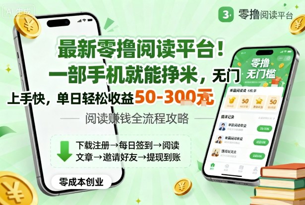 最新零撸阅读平台！一部手机就能挣米，无门槛上手快，单日轻松收益50-3张【揭秘】-顺彩轻创-资源网-最新项目分享网