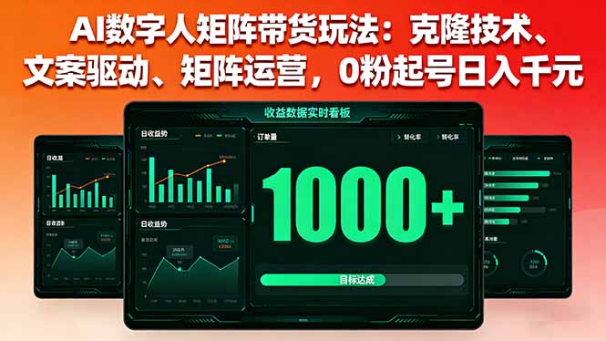 AI数字人矩阵带货玩法：克隆技术、文案驱动、矩阵运营，0粉起号日入千元-顺彩轻创-资源网-最新项目分享网