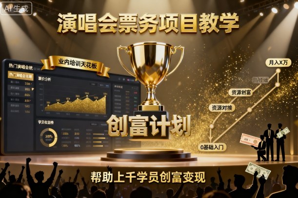 演唱会票务项目教学，业内培训天花板，帮助上千学员创富变现-顺彩轻创-资源网-最新项目分享网