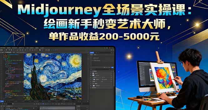 Midjourney全场景实操课：绘画新手秒变艺术大师，单作品收益200-5000元-顺彩轻创-资源网-最新项目分享网