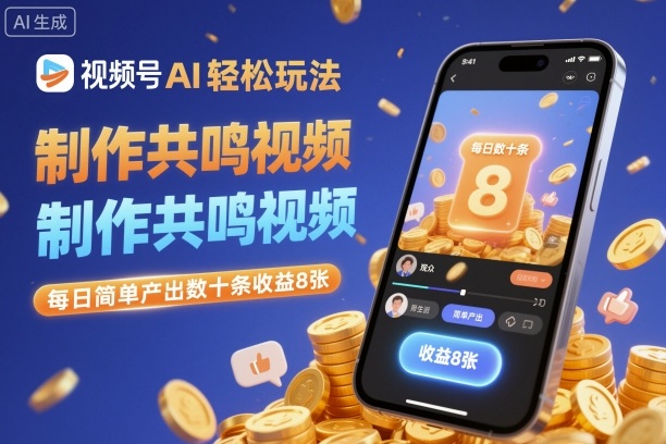 视频号AI轻松玩法，制作共鸣视频，每日简单产出数十条收益8张-顺彩轻创-资源网-最新项目分享网