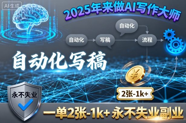 2025年来做AI写作大师，自动化写稿，一单2张-1k+，永不失业副业-顺彩轻创-资源网-最新项目分享网