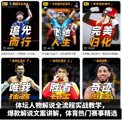 体坛人物解说全流程实战教学，爆款解说文案讲解，体育热门赛事精选-顺彩轻创-资源网-最新项目分享网