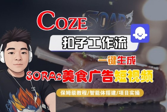 Coze扣子智能体工作流一键生成“SORA2美食广告“短视频，全流程保姆级教学-顺彩轻创-资源网-最新项目分享网