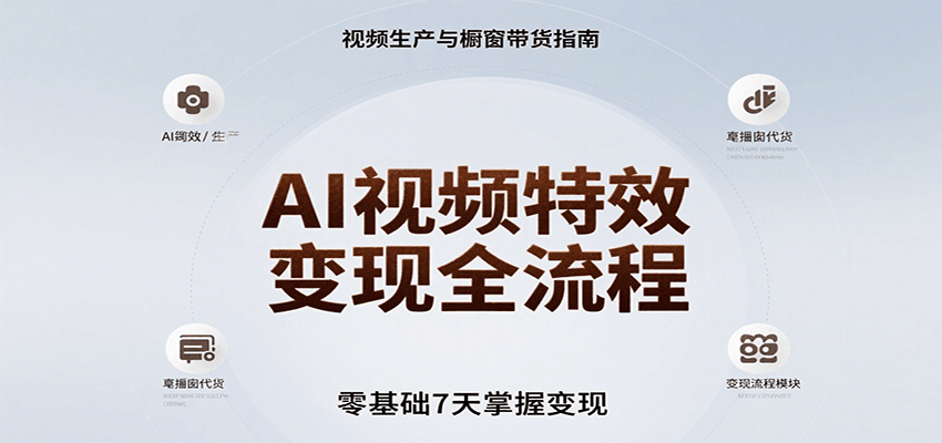 AI视频特效变现全流程，零基础7天掌握视频生产到橱窗带货变现-顺彩轻创-资源网-最新项目分享网