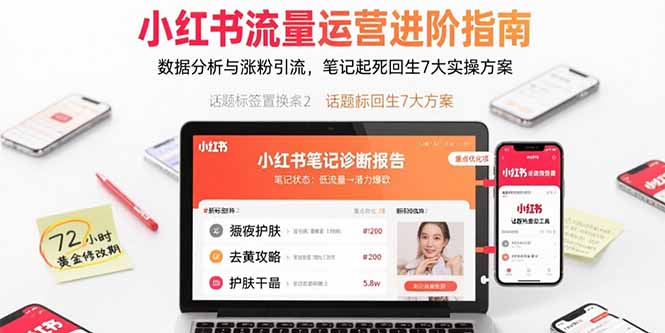 小红书流量运营进阶指南，数据分析与涨粉引流，笔记起死回生7大实操方案-顺彩轻创-资源网-最新项目分享网