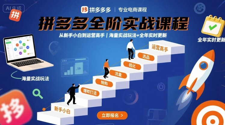 拼多多全阶实战课程，从新手小白到运营高手，海量实战玩法+全年实时更新【2025年10月更新】-顺彩轻创-资源网-最新项目分享网