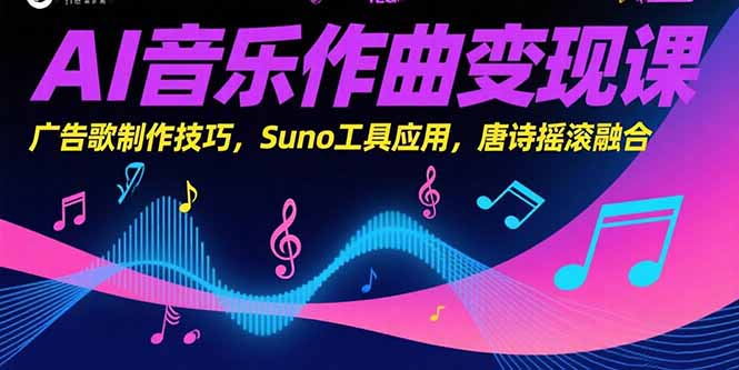 AI音乐作曲变现课，广告歌制作技巧，Suno工具应用，唐诗摇滚融合-顺彩轻创-资源网-最新项目分享网