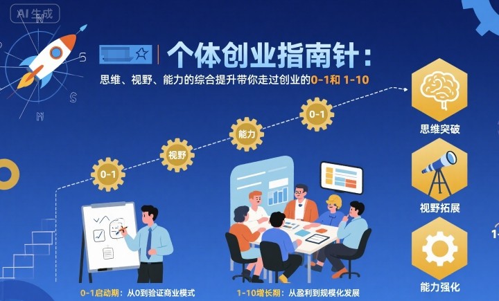 个体创业指南针，思维、视野、能力的综合提升带你走过创业的0-1和1-10【音频】-顺彩轻创-资源网-最新项目分享网