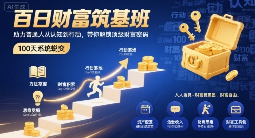 百日财富筑基班，助力普通人从认知到行动，带你解锁顶级财富密码-顺彩轻创-资源网-最新项目分享网